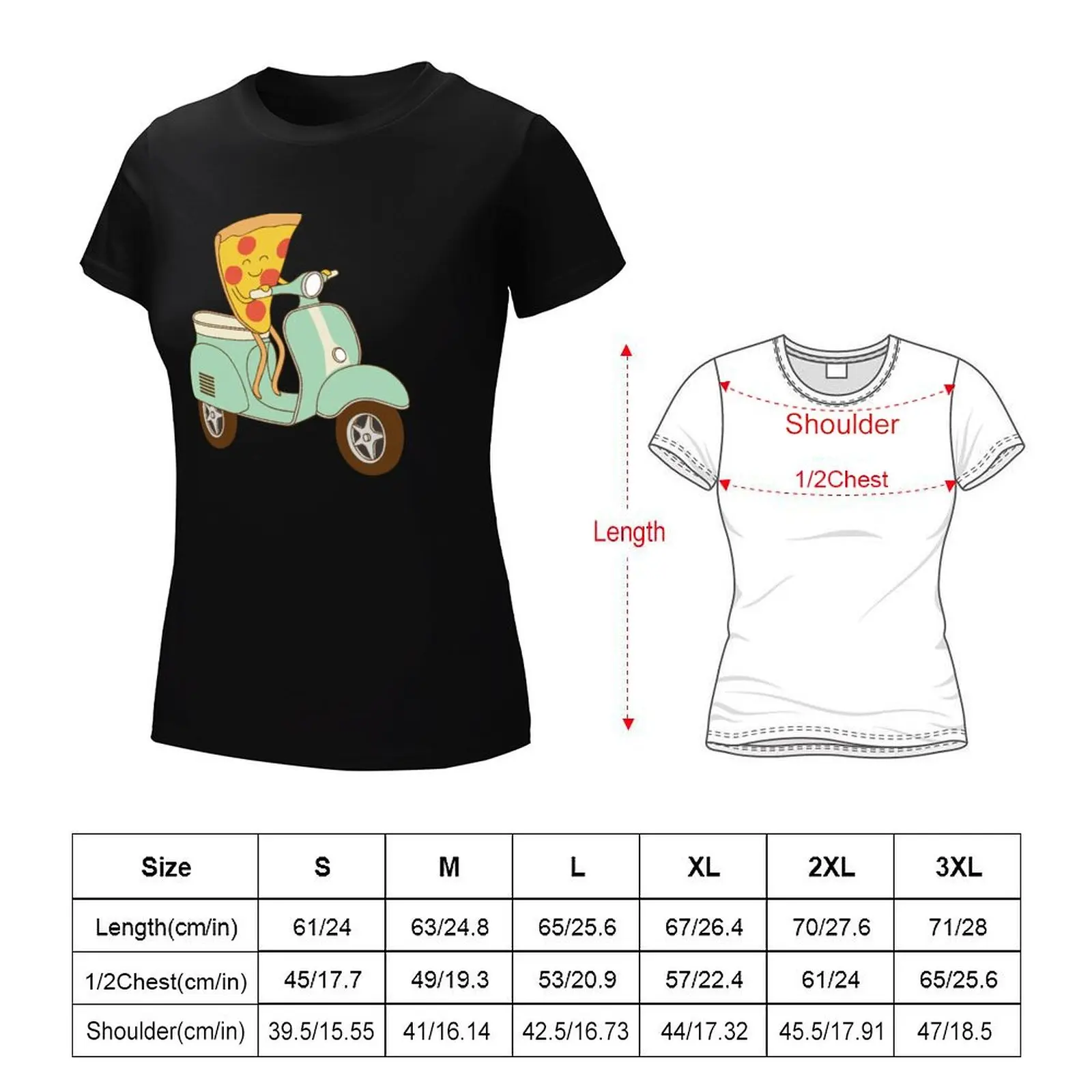 pizza delivery T-Shirt Blouse Short sleeve tee korean fashion Woman T-shirts