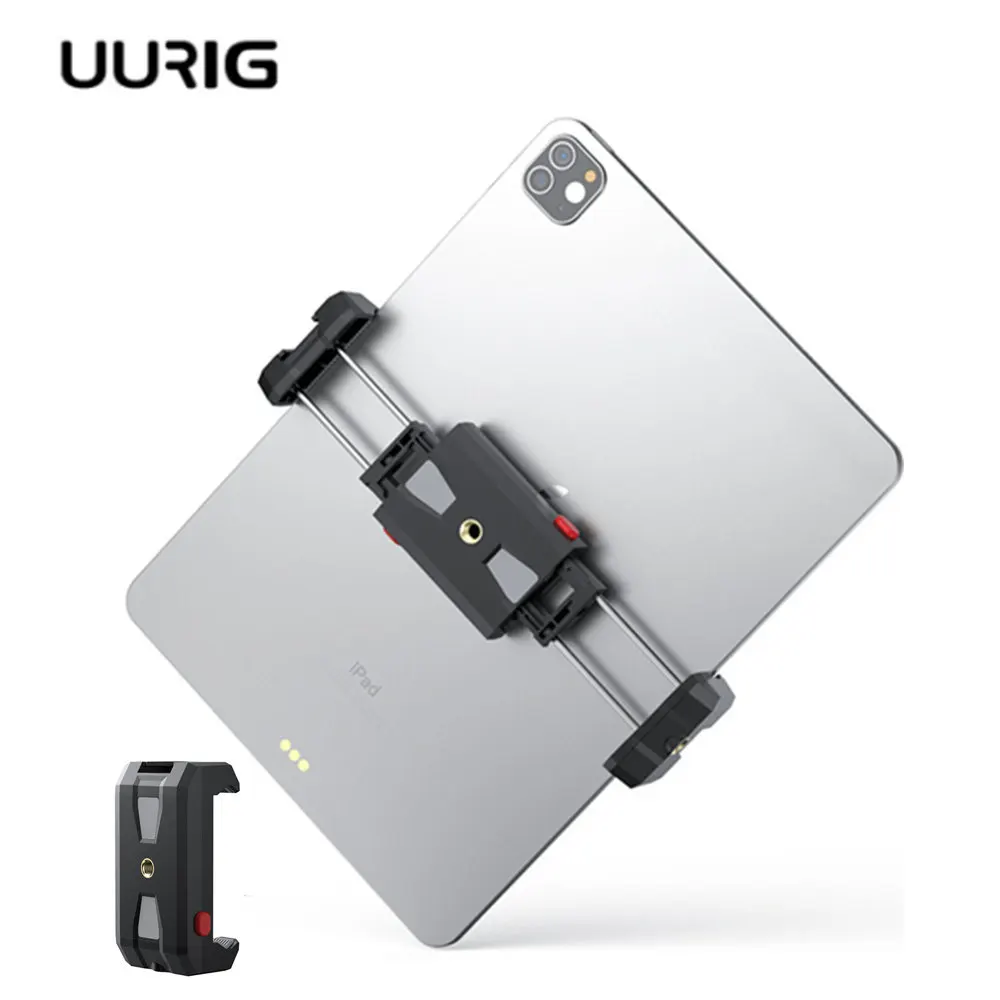 

UURIG Universal Phone Tablet Tripod Mount Stand Phone Holder w Cold Shoe For iPhone iPad Air Pro Horizontal Vertical Shooting