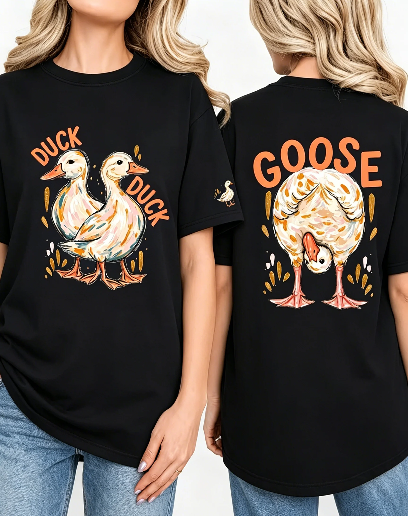 Duck Duck Goose T Shirt Funny Animal Meme Graphic Tee Vintage Retro Aesthetic Top Harajuku Streetwear Casual Unisex Tshirt