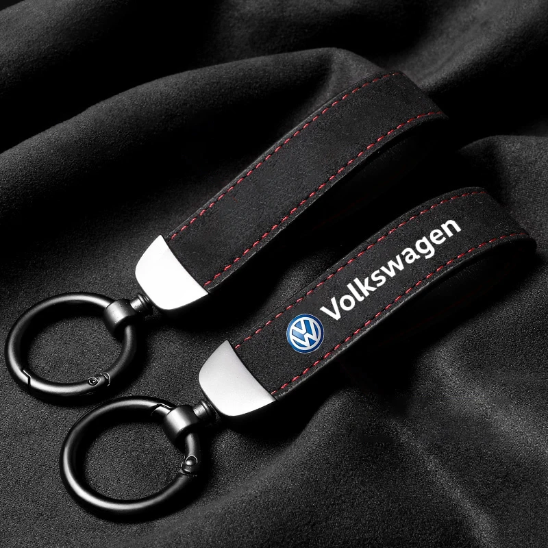 Suede Car Logo Keychain Pendant Keyring Chain Jewelry Men Gift For VW Volkswagen GLI GOLF GTD JETTA TSI Auto Styling Accessories