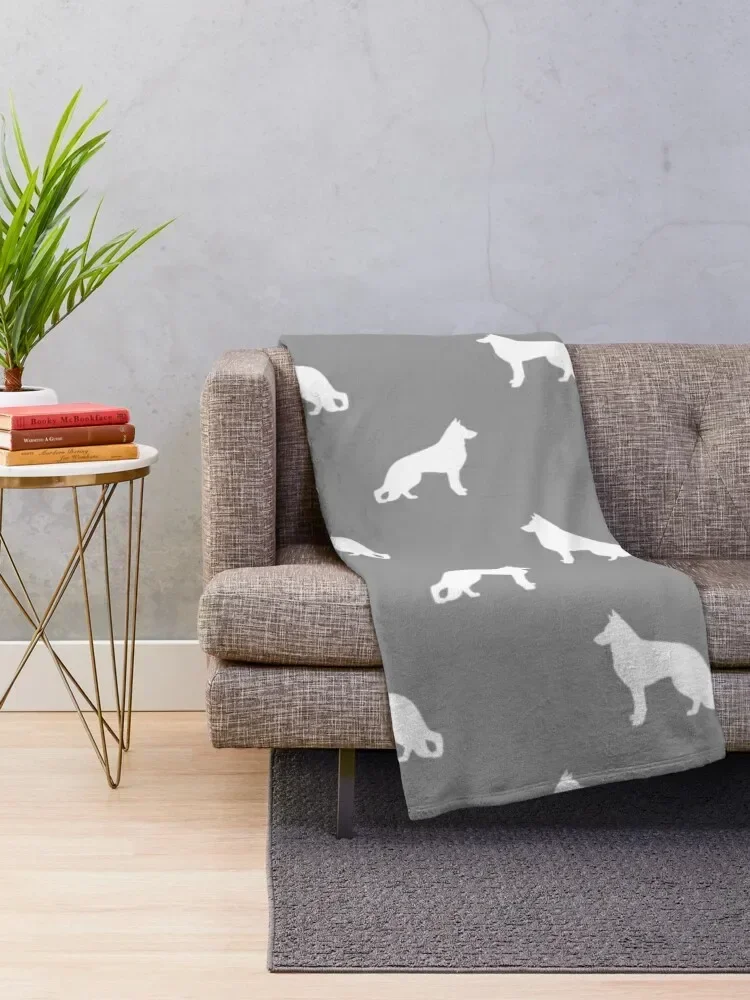 White German Shepherd Dog Silhouette Throw Blanket Polar Softest Soft Plaid Fashion Sofas Blankets