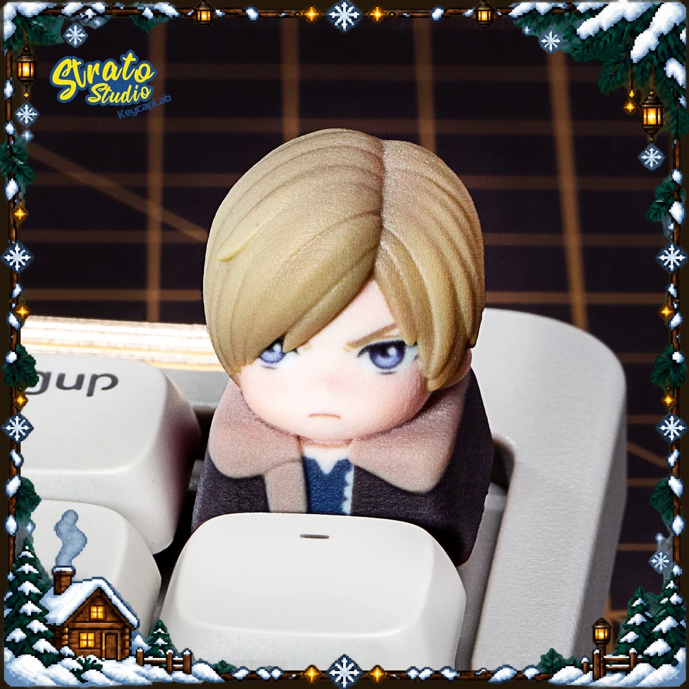 Resident Evil Character Keycap 1 Piece Sculpted Chibi Design Decorative Replacement Key for Mechanical Keyboard