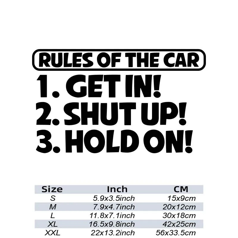 

1pc Funny Waterproof Car Stickers Rules of The Car Automobile Trucks Vinyl Decals