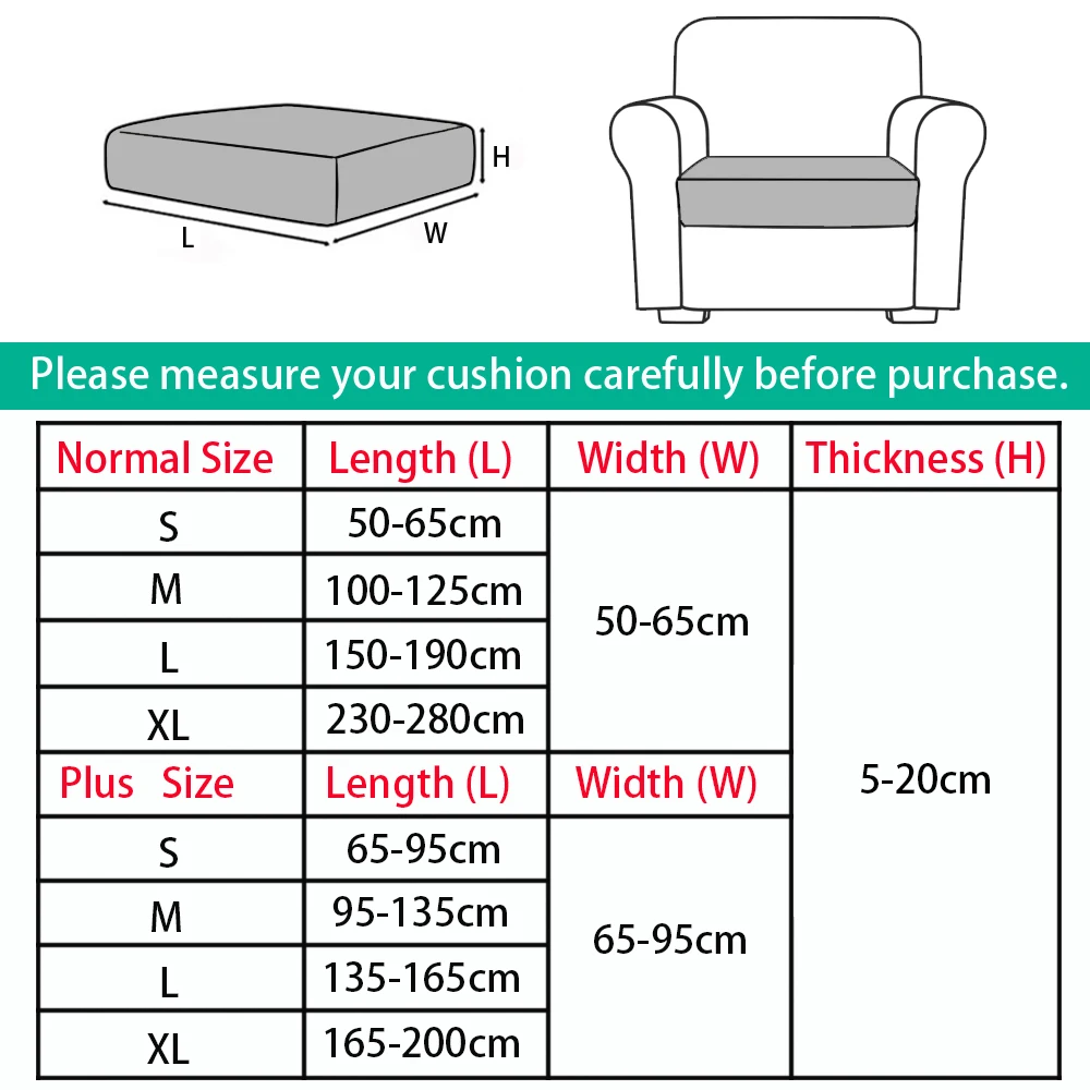 Black Sofa Seat Cushion Covers for Furniture Elastic Protector Covers Pets Kids Washable Removable Livingroom Sofas Cushion Case