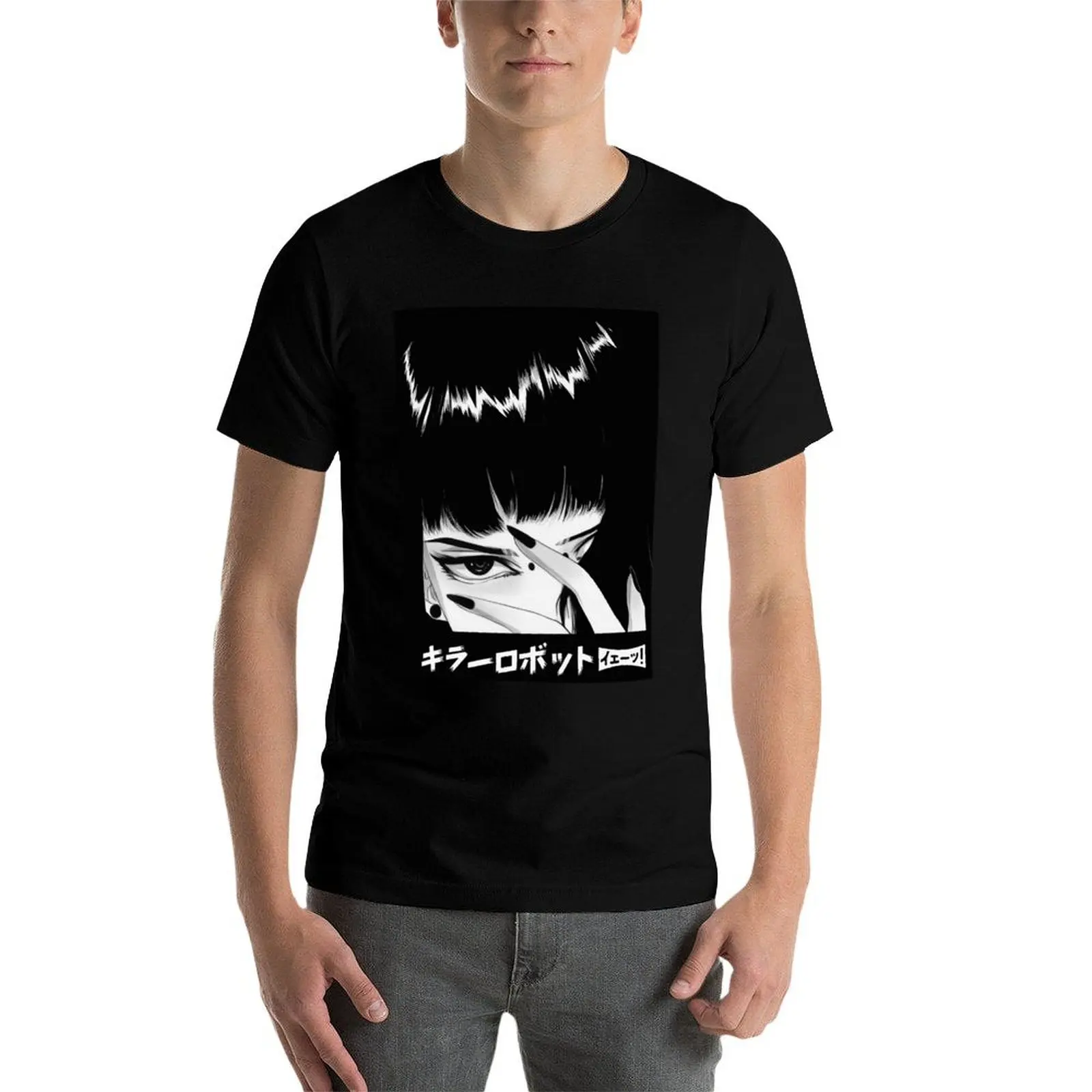 Vaporwave-Camiseta de estilo gótico japonés para hombre y niña, Camisa estampada de anime, ropa vintage