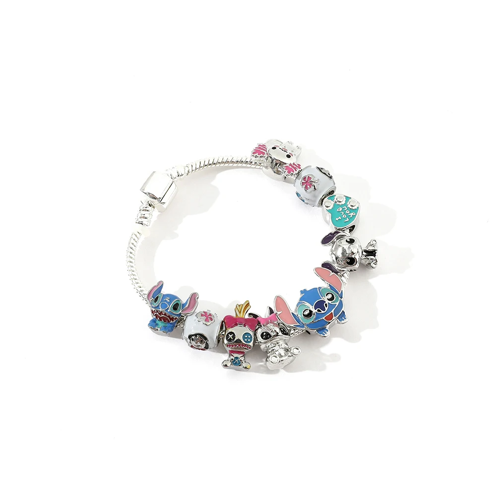 Disney Stitch Charm Bracelet Cartoon Lilo & Stitch Inspired Bracelet DIY Pendant Beads Bangle for Women Jewellry Gifts