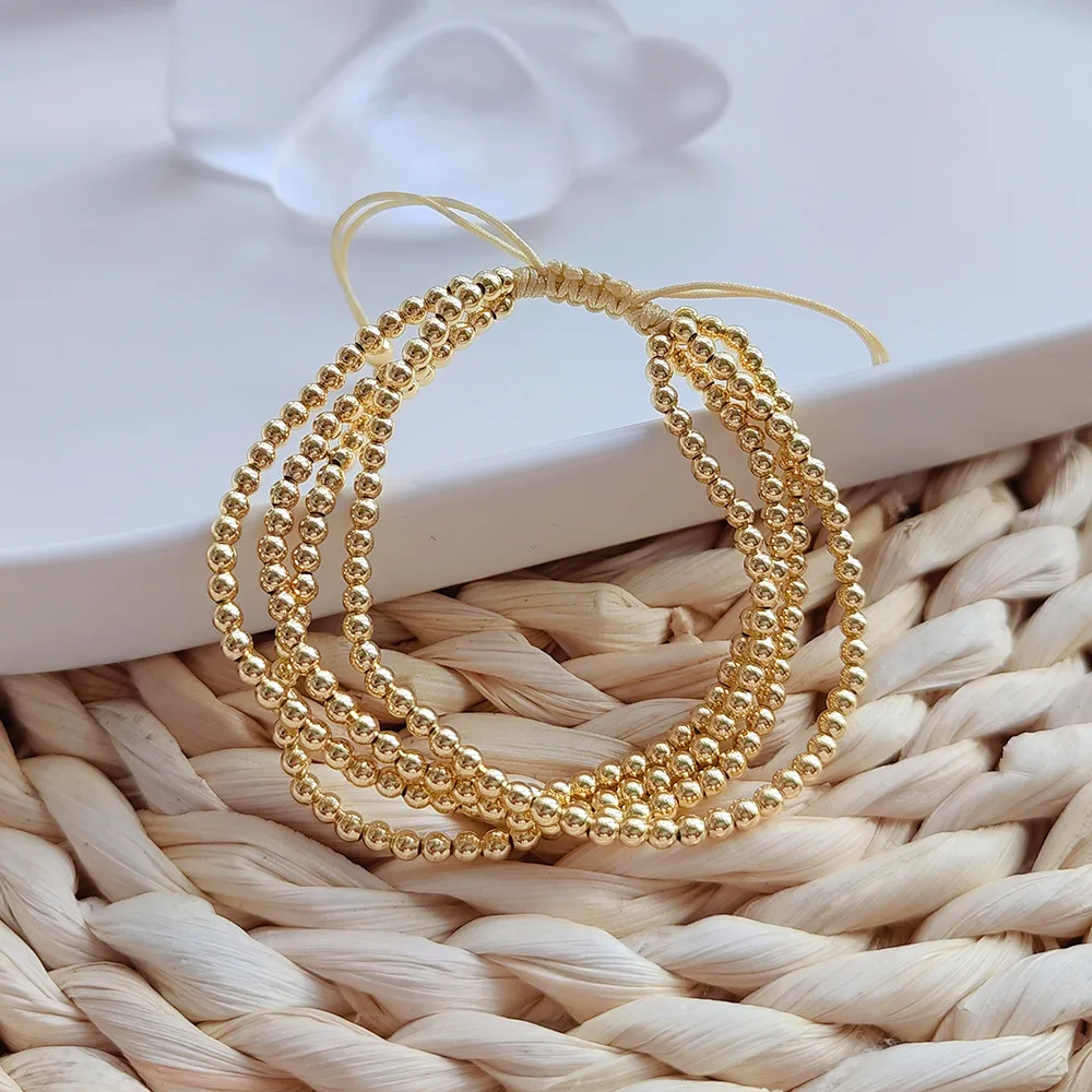 KKBEAD Multilayer Bracelets Jewelry for Women Hight Quality Unfade Copper Gold Plated Beads Bracelets Gold Color Pulseras