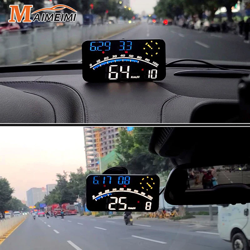 G10 For HUD Car Head Up Display LED Backlight Speedometer RPM MPH Digital Alarm Set Universal USB GPS Compass Auto Accessories