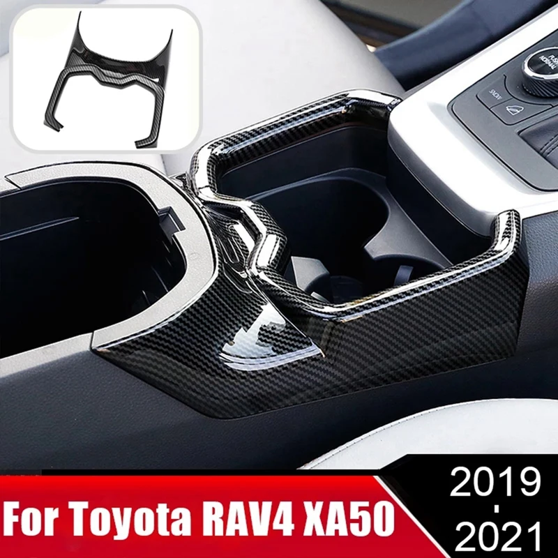 New-For Toyota RAV4 2019 2020 2021 Carbon Fiber Car Front Cup Holder Frame Cover Decoration