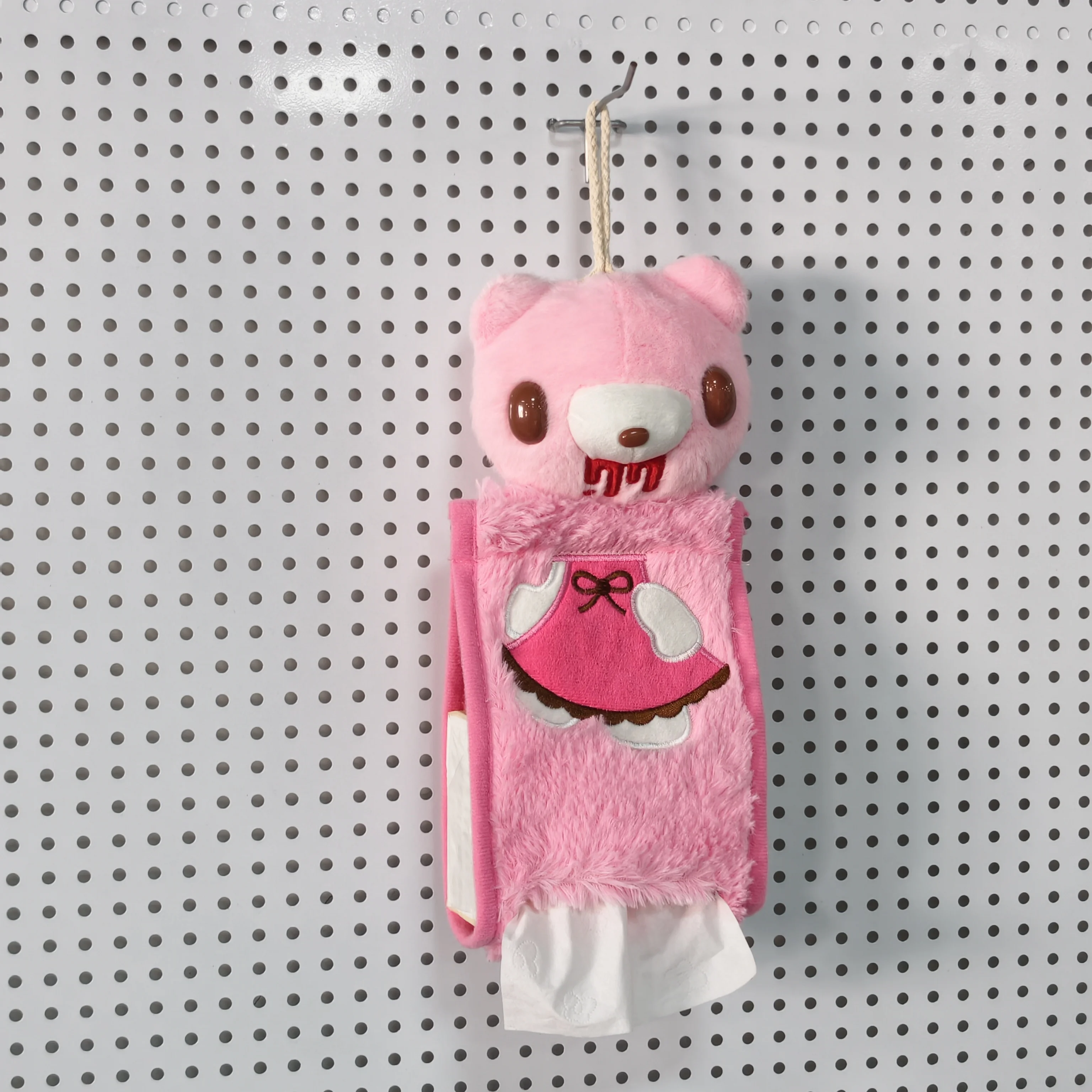 

Pink Plush Bear Hanging Tissue Holder, Cute Bathroom Decor