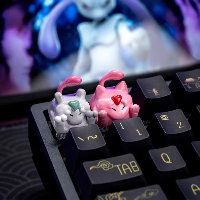 

Pokemon Anime Character Keycap Mechanical Keyboard Resin Stereoscopic Keycap Mew and Mewtwo Cute Keycap Toy Gift