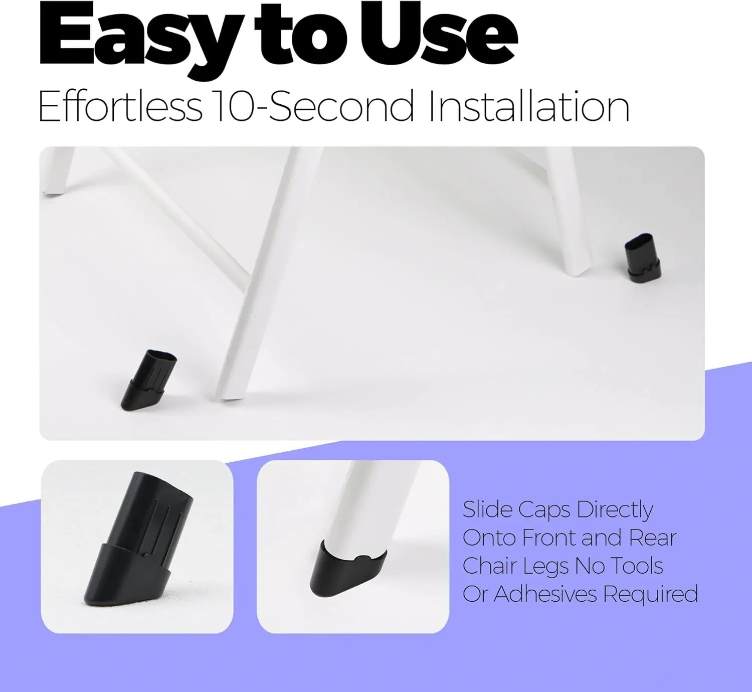 16-Pack Replacement Leg Caps for Lifetime Folding Chair (Fit for Model 80747/22804/2802) - Injection Molded, ABS Foot Caps - Fit