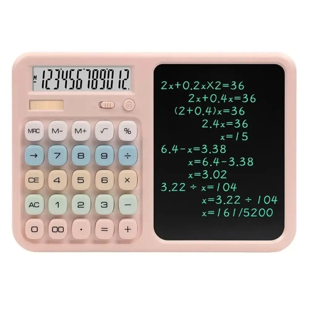 12 Digit Display Writing Tablet Calculator Large Button Design Dual Powered Accounting Calculator Anti-slip Smooth Writing