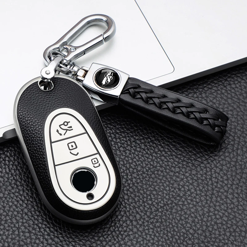 Leather Style Car Remote Key Case Cover Shell For Mercedes Benz 2022 C Class S Class W223 W206 S350 S400 S450 S500 C200 C260