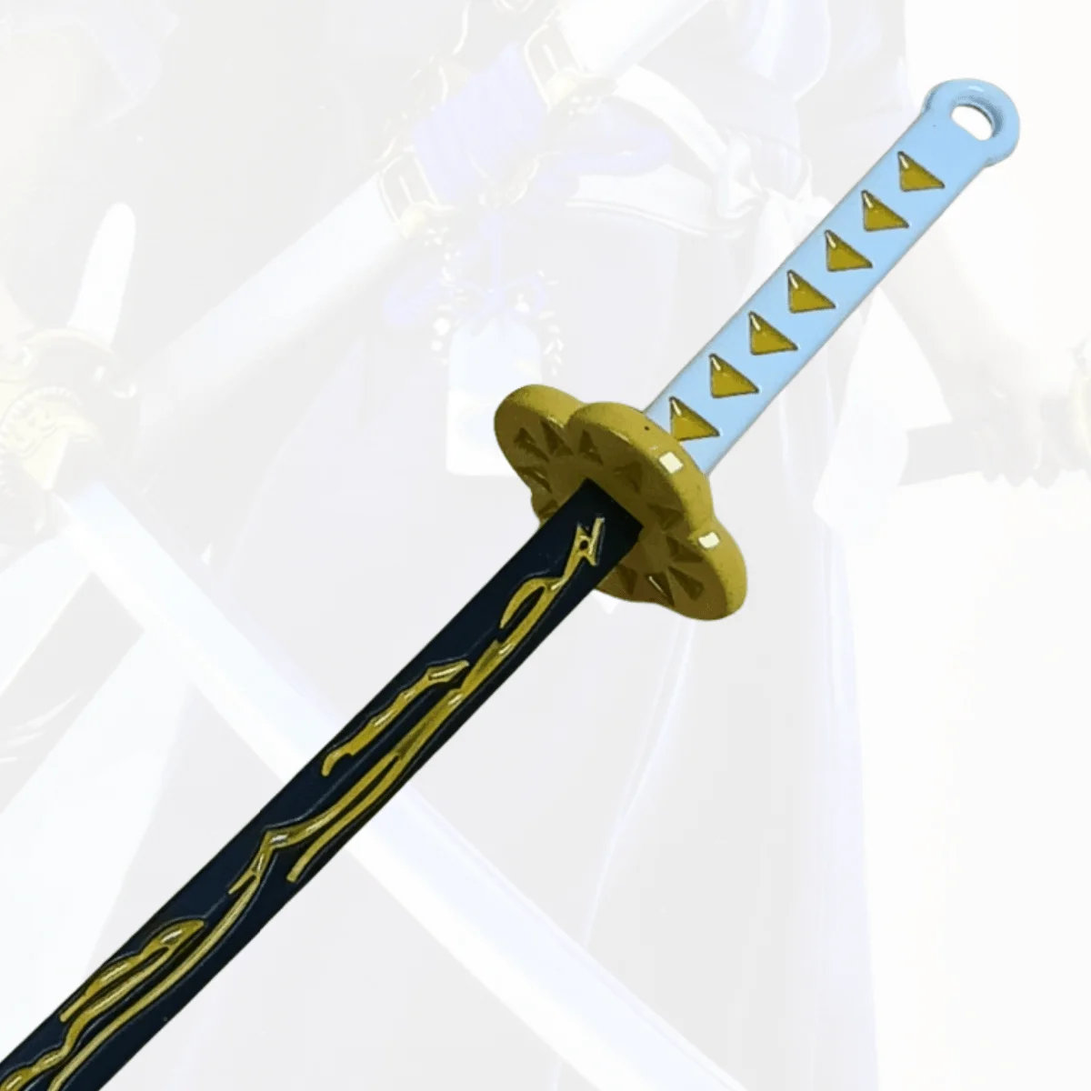 5.9インチ 鬼滅の刃 我妻善逸 金属刀 ニンジャナイフ サムライセイバー 日本刀 カタナ セイバー コスプレアクセサリー 小道具 おもちゃ