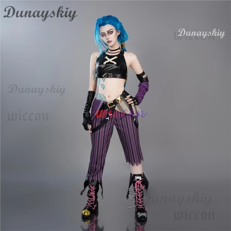 

Game LOL Arcane Jinx Cosplay Costume Crit Loli Jinx Cosplay Outfit Wig Shoes Women Sexy Carnival Party Role Play Clothing