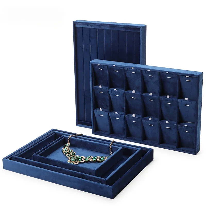 Jewelry Counter Storage Display Tray Velvet Ring Earrings Plate necklace Pendant Bracelet See Pallets