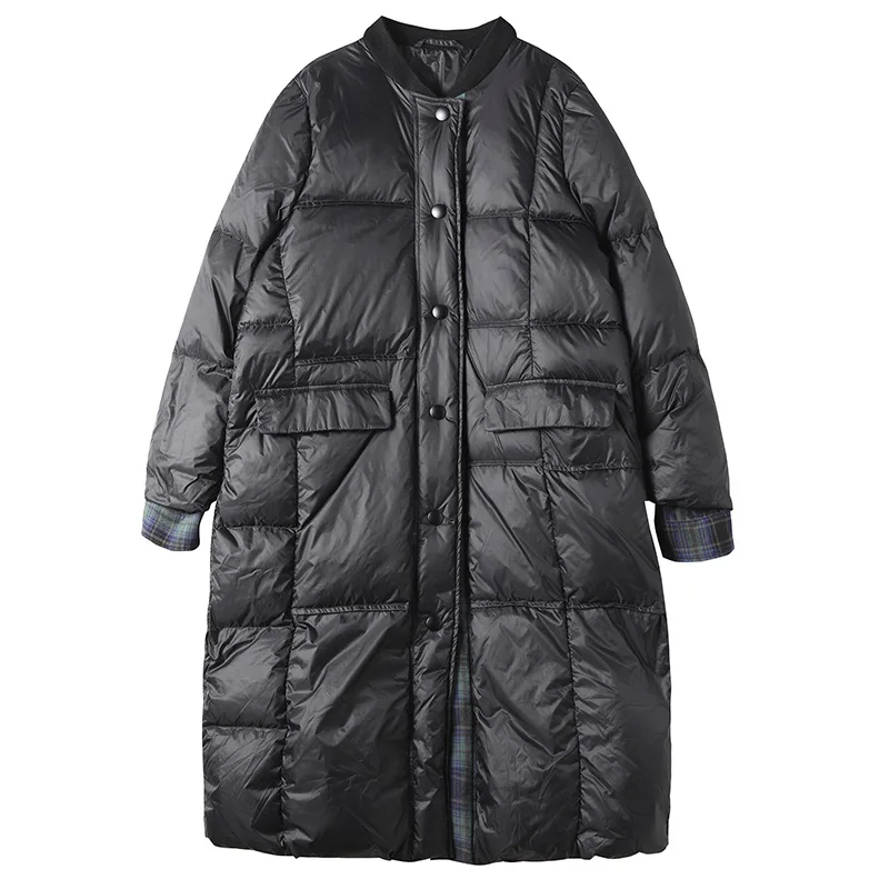 Winter Mode Neue frauen Unten Jacke Lose Pendeln Patchwork Lange Winddicht Unten Jacke