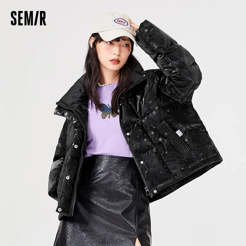 

Semir Down Jacket Women Stand Collar Design 2021 Winter New Oversize Casual Black Jacket