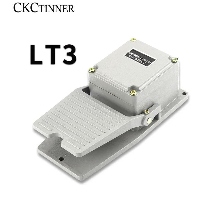 LT3 foot switch non-slip aluminum shell momentary pedal silver contact machine tool accessories waterproof 15A/250V gray