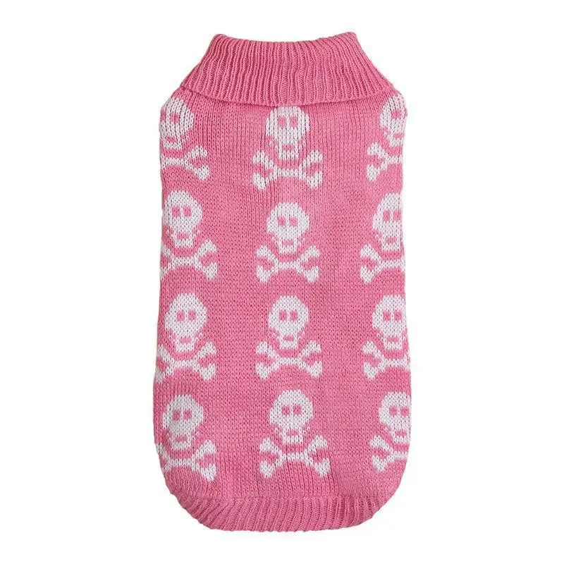 M18 Pet Halloween funny knit solid color full print skull head English pattern collar design small dog sweater