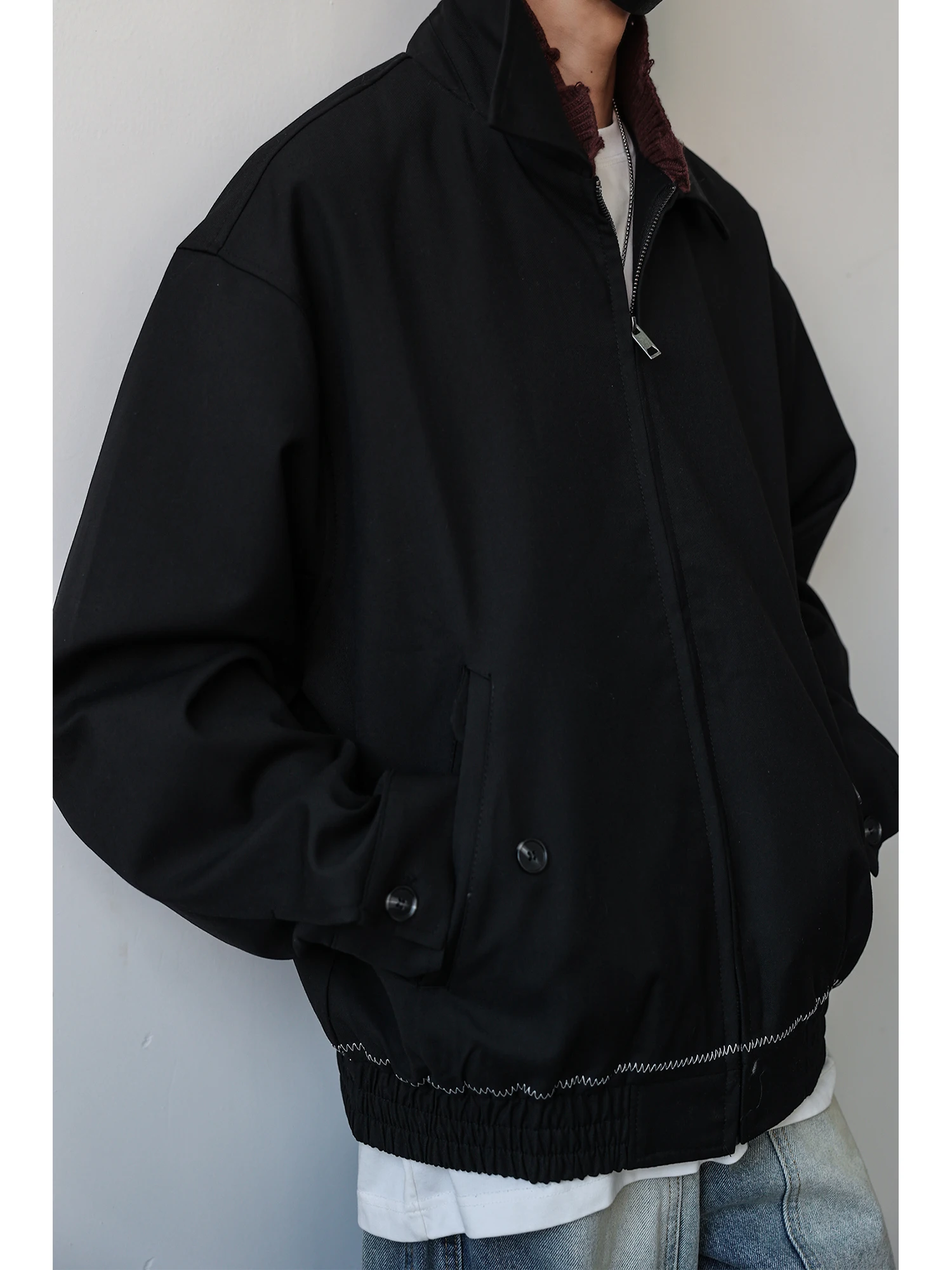 

Куртка Cleanfit в американском ретро-стиле, повседневная, с воротником, в стиле пэчворк, весенняя, свободного кроя, удлиненная, молодежный тренд