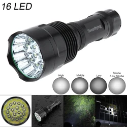 16 x LED 5400 Lumen Waterproof Flashlight Torch Support 18650 Rechargeable Battery for Household / Outdoor with 5 Modes Light