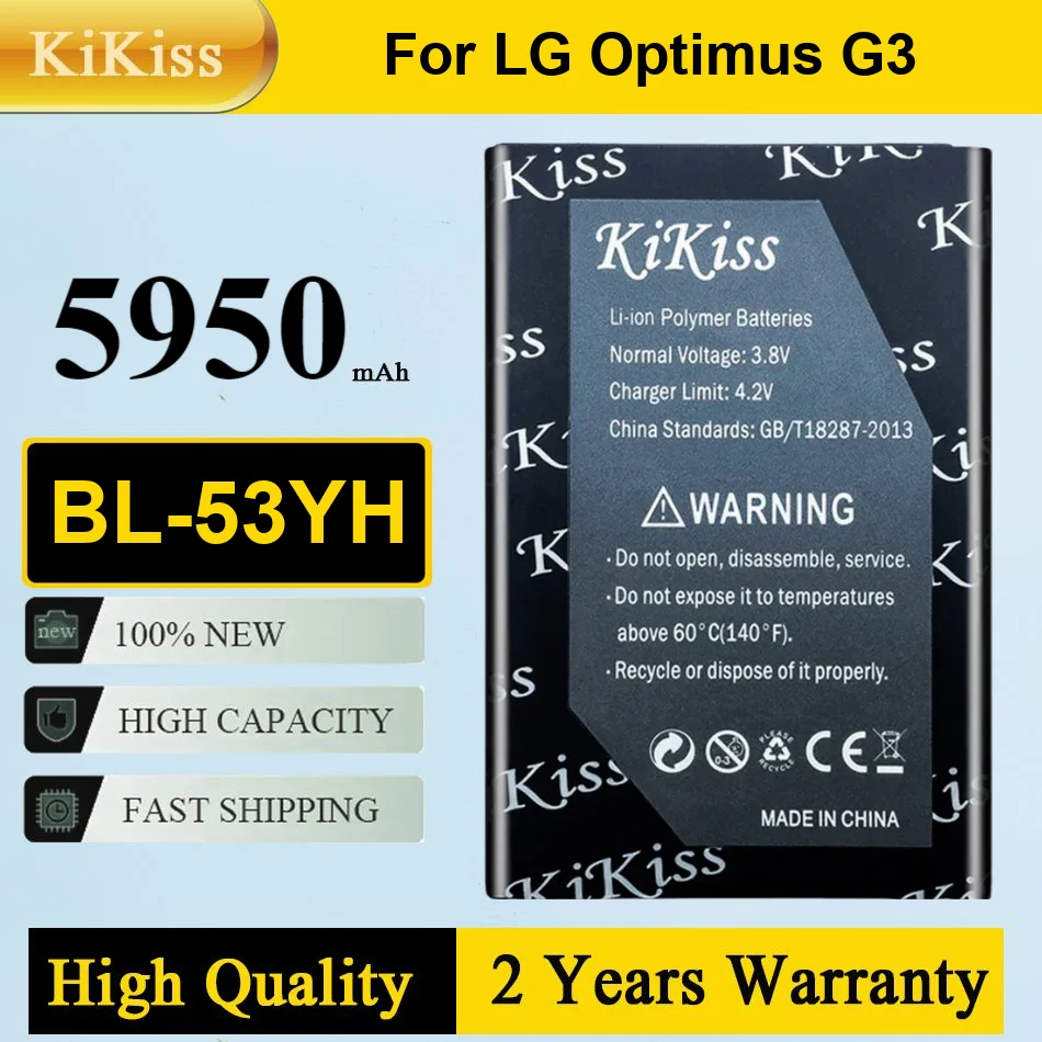 

5950Mah Kikiss Battery BL-53YH For LG Optimus G3 D855 D853 VS985 D830 D850 D851 D858 D857 F400 F460