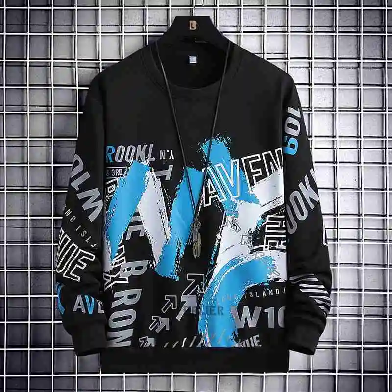 

autumn spring men women sweatshirt letter hoodies plus size 8XL letter korea style high street sweatshirt Graffiti geometry coat