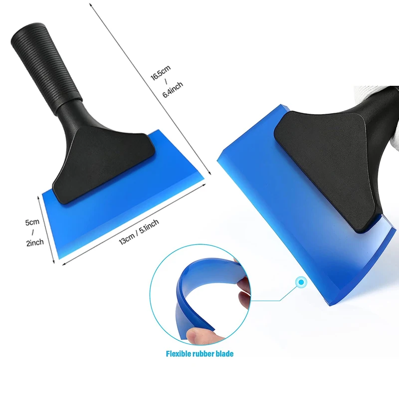 Car Window Tint Squeegee Silicone Ice Scraper 5 inch Rubber Window Squeegee for Glass Mirror Shower Non Slip Handle Water Wiper