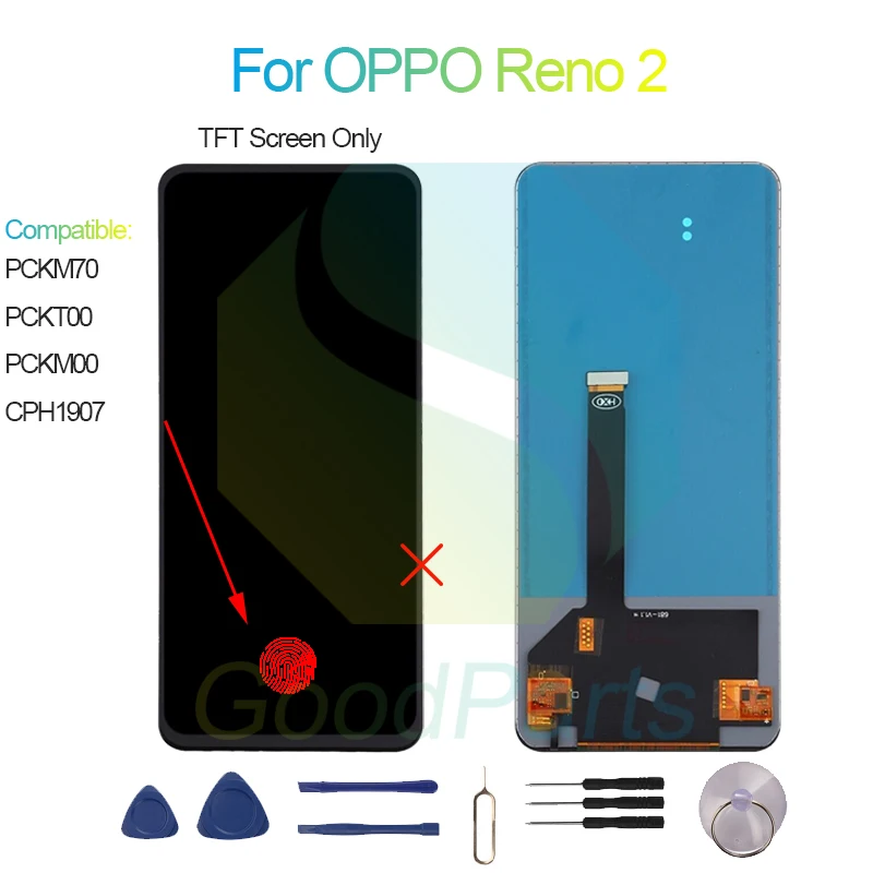 For OPPO RENO 2 Screen Display Replacement 2400*1080 PCKM70, PCKT00, PCKM00, CPH1907 RENO 2 LCD Touch Digitizer Assembly