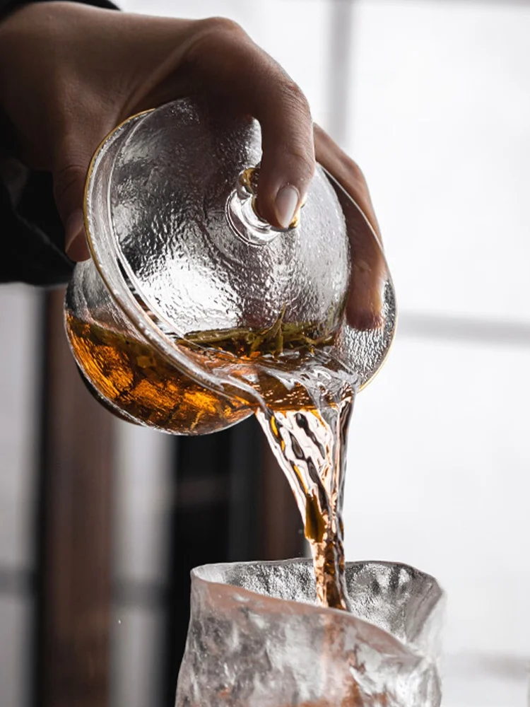 

Утолщенная хрустальная чайная чашка JOJOS L PDproam Sancai Gaiwan с узором «Молоток» и золотой инкрустацией, столовые приборы, чайный сервиз