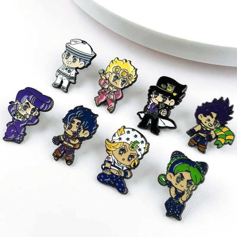 JoJo Adventure Enamel Pin Q Version Jotaro Giorno Johnny Jolyne Metal Brooch Badge Backpack Clothes Decor Fans Collection Gift