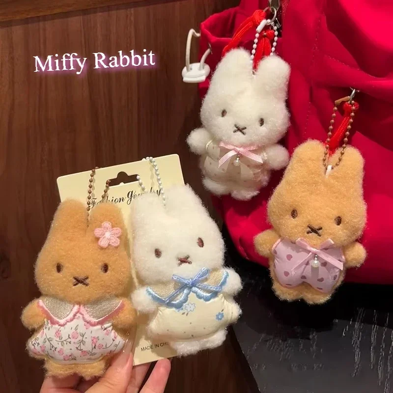 Hot Sale New Cute Miffy Keychain Backpack Hanging Ornaments Cartoon Rabbit Pendant Charms Keychains Kawaii For Birthday Gifts