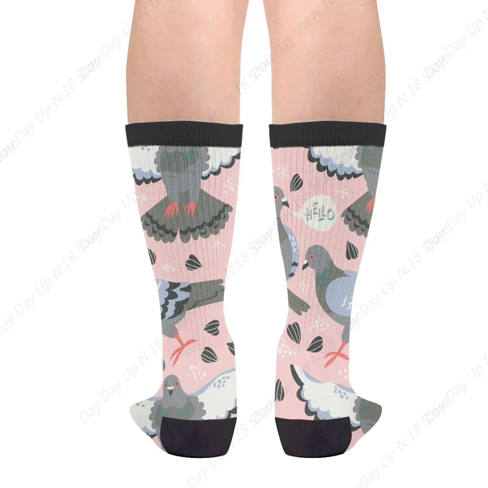 Cute Birds Hello Memphis Style Pigeon Pigeons Casual Funny Funky Novelty Socks For Men Women