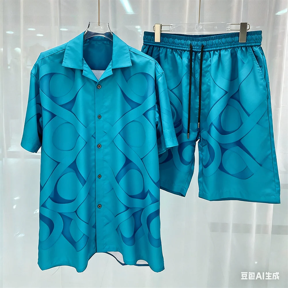 

Summer 3D Graphics print men's set fashion two-piece shorts set Men's clothing short sleeved shirt Unisex shirt set home pajamas