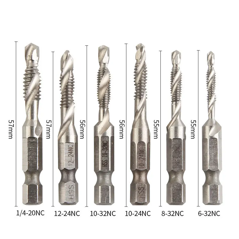 Imagem -06 - Hex Shank Brocas Rosca Imperial Espiral Mão Plug Wire Tap Perfuração Tapping Corte Grupo 635 Milímetros Pcs por Conjunto