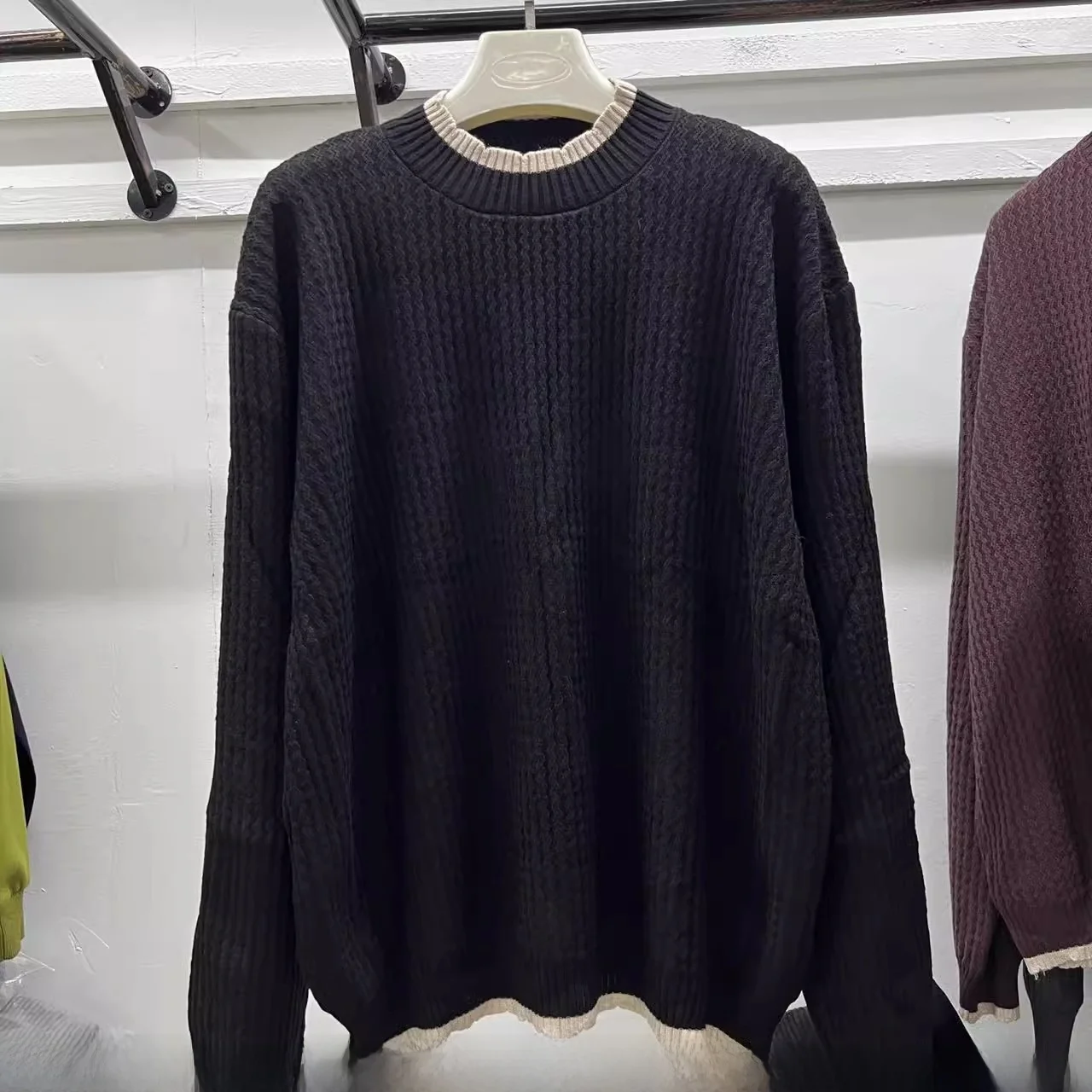 

Свободный хлопковый свитер с высоким воротником, женский осенний трикотаж, основа irt Sweet Sle, смешанная Fce, стандартная длина