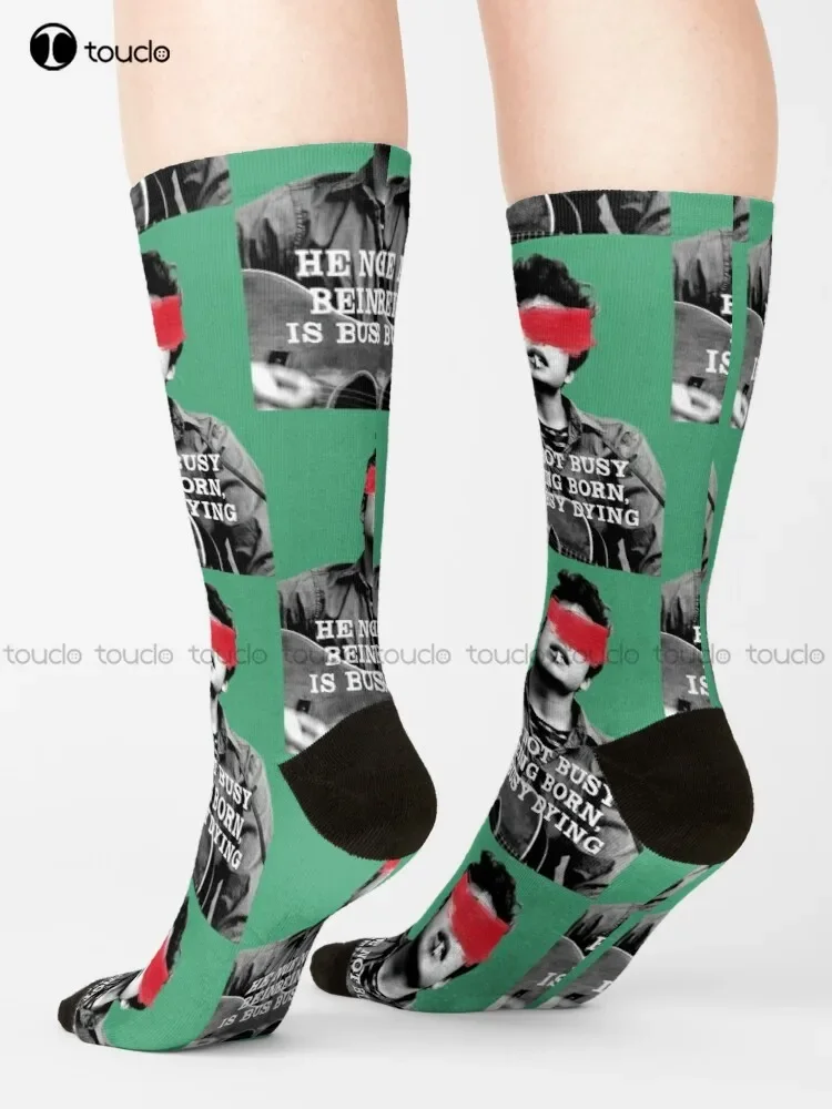 He Not Busy Being Born...  Socks Mens Black Socks Christmas Gift Unisex Adult Teen Youth Socks Custom 360° Digital Print