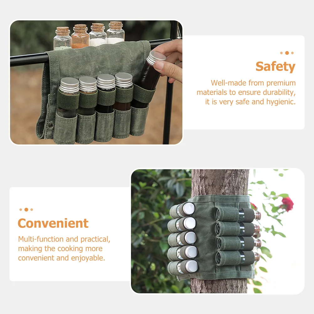 

1Set Camping Spice Storage Bag Food Grade Seasoning Bottle Holder Outdoor Travel Picnic Portable Reusable Waterproof Container