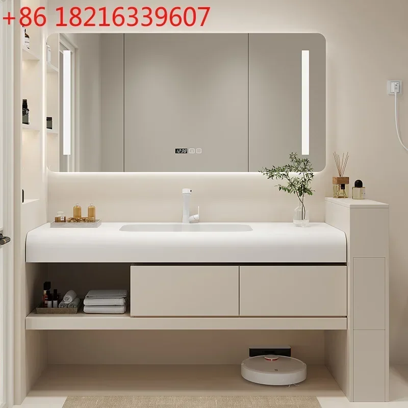 TAO Simple Corian integrated basin solid wood bathroom cabinet combination intelligent custom bathroom washstand