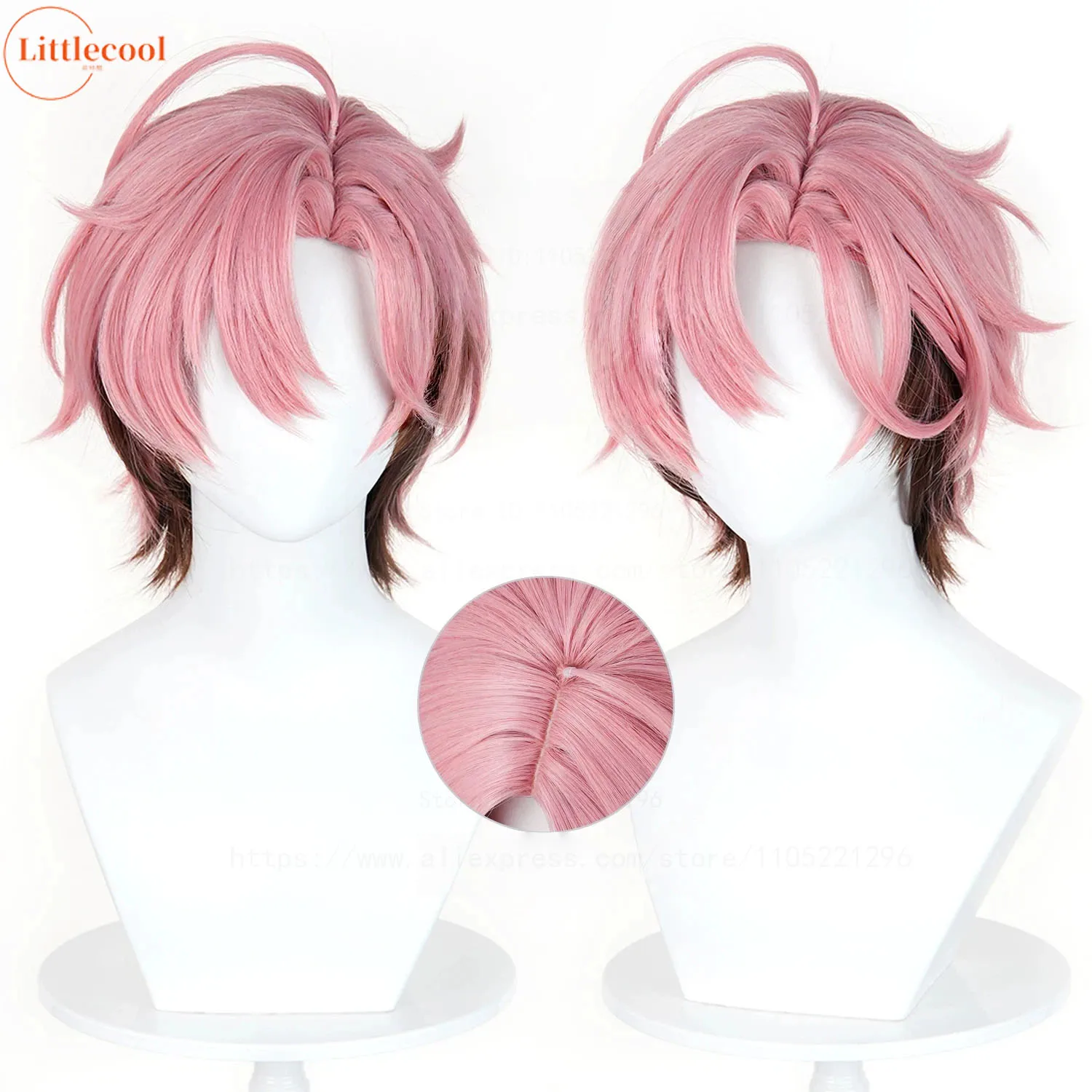 

High Quality Kuon Mashu Cosplay Wig 30cm Short Pink Brown Scalp Heat Resistant Synthetic Hair Anime Wigs + Wig Cap