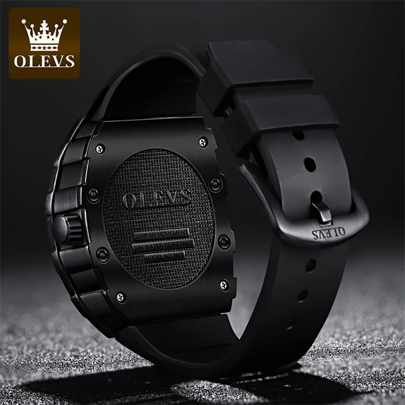 OLEVS 3602 Fashion Men\'s Square Hollow Sport Analog Watches Casual Luxury Waterproof Quartz Wristwatches for Men Reloj de hombre