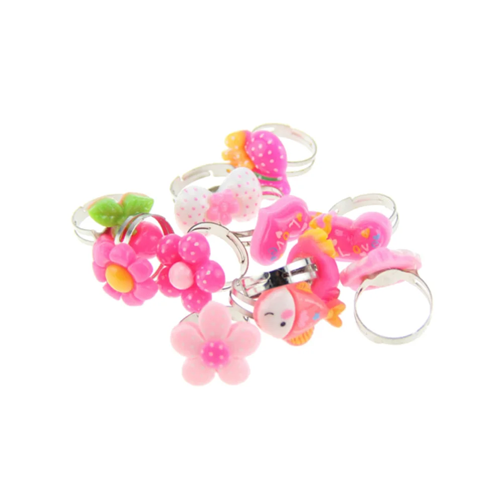 50Pcs Colorful Rings for Kids Acrylic Fiber Crafted Children Rings No Sharp Edges Party Supplies Favors Decorative Set