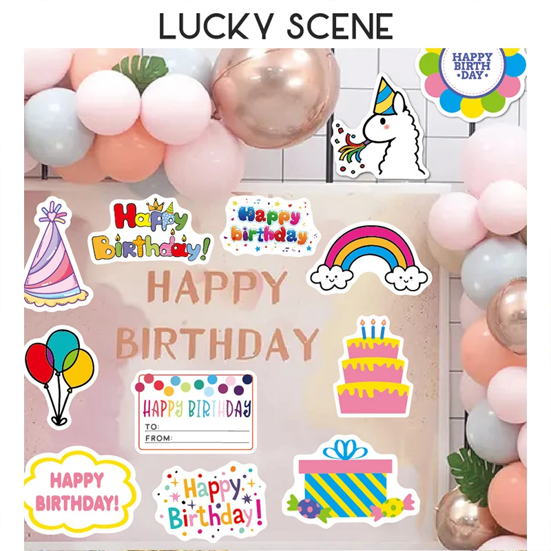 27Pcs Birthday Theme  Notebook Planner Decoration Stickers Cake Party Guitar Luggage Water Glass S01566