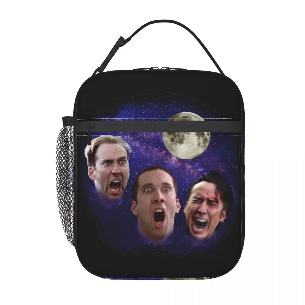 Nicolas Cage Moon Meme-Bolsa de almuerzo aislada para la escuela y la Oficina, bolsa de almacenamiento de alimentos, fiambrera térmica portátil