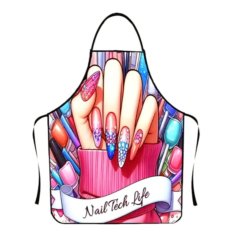 1 stks nail art afdrukken schoonheid keuken vrouwen schort huishoudelijke schoonmaak schort salon thuis koken bakken manicure werkkleding