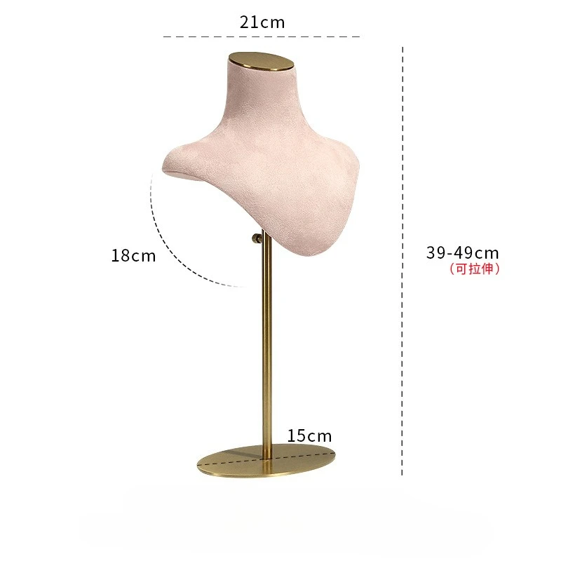 New pink velvety leather jewelry display stand, necklace mannequin rack, window jewelry display props
