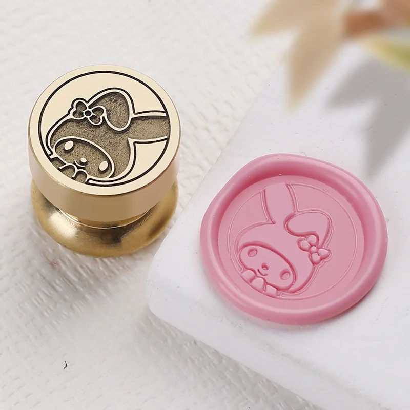 Sanrio Cinnamoroll Kuromi Cartoon Metal Wax Seal Embossed Stamp Head Retro Fire Paint Wax Sealing Stamp Head Anime Doll Decor