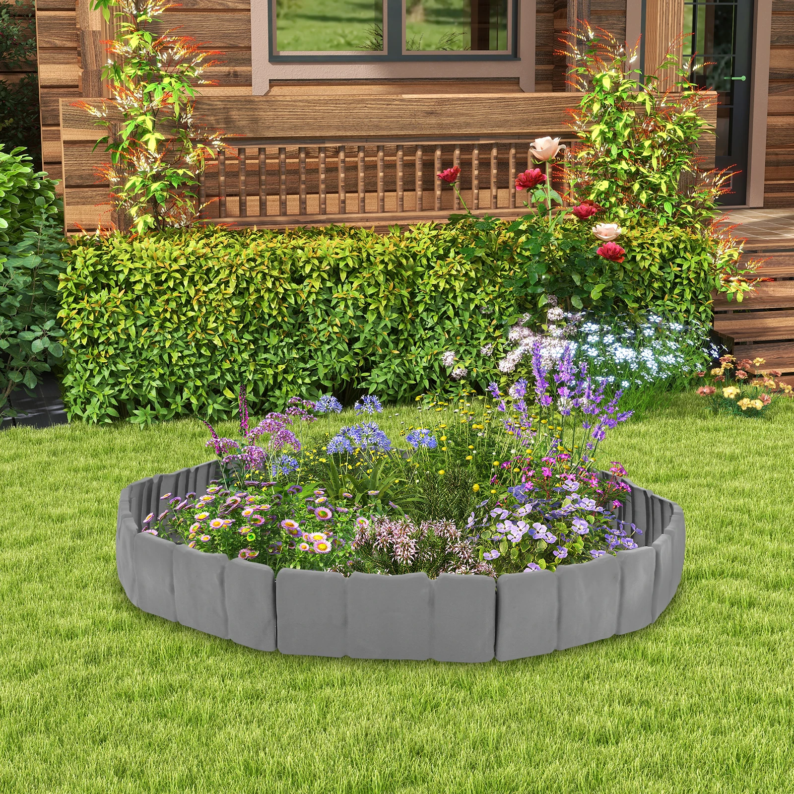 

10pcs 10 Pieces Garden Fence Plastic Stone Edging Border for Landscaping Lawn Decorative Panels Outdoor Yard Garden Edging Fence